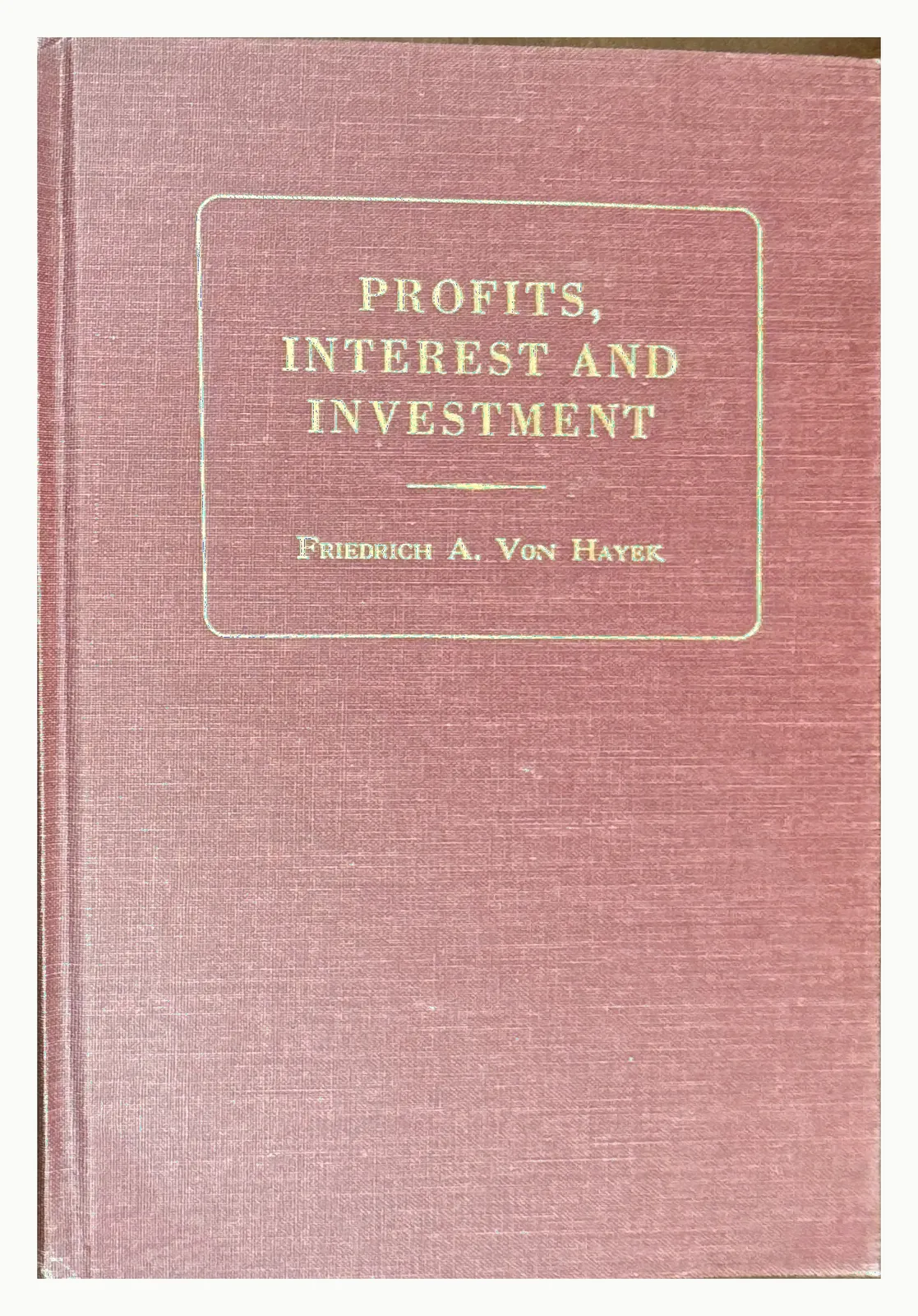 Red cloth front board of Profits, Interest and Investment