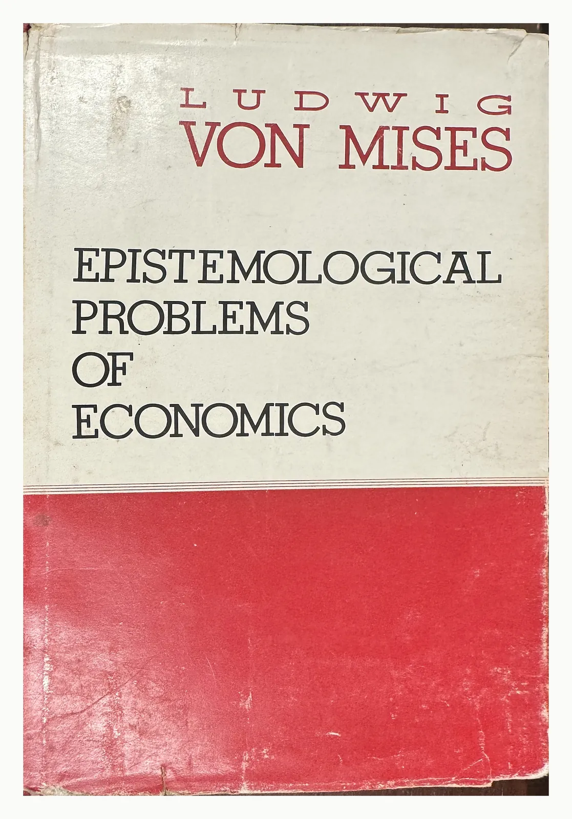 Dust jacket of Epistemological Problems of Economics, cream and red