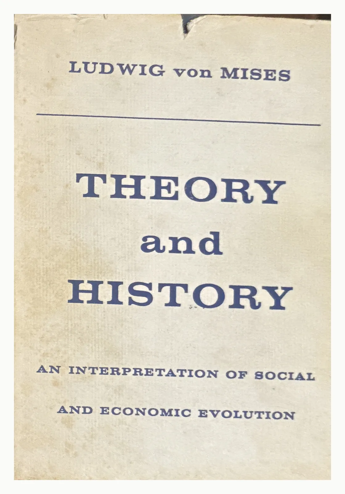 Cream dust jacket of Theory and History
