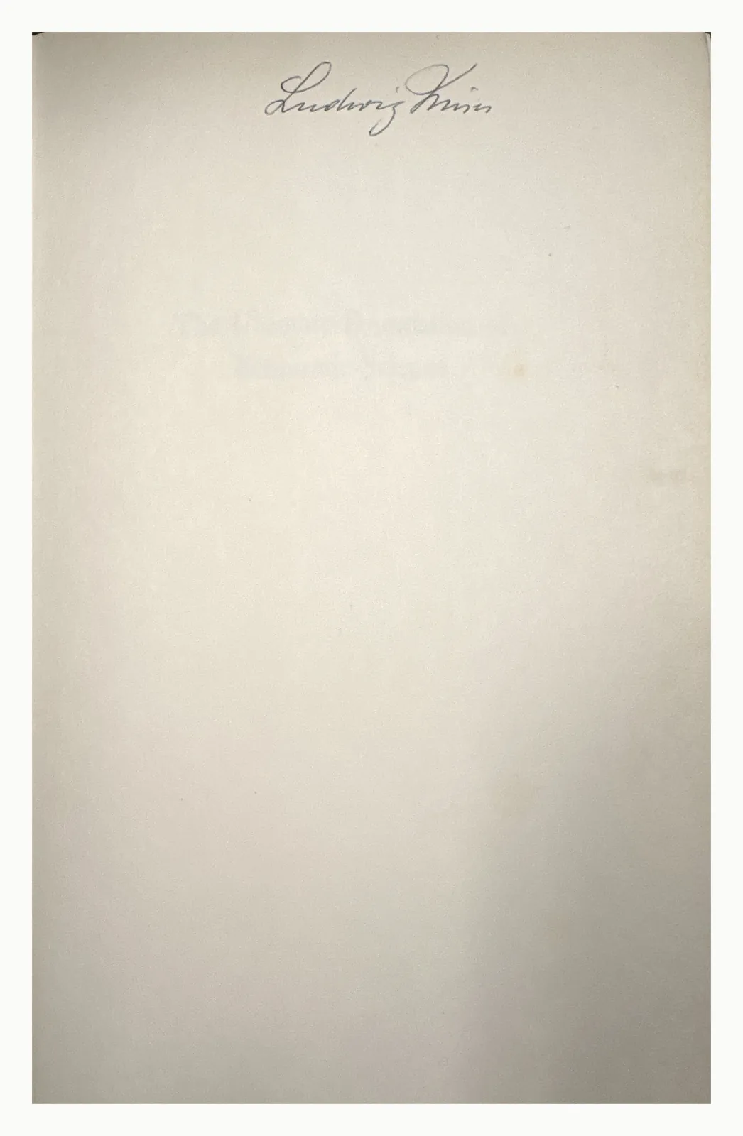 Front free endpaper signed Ludwig Mises