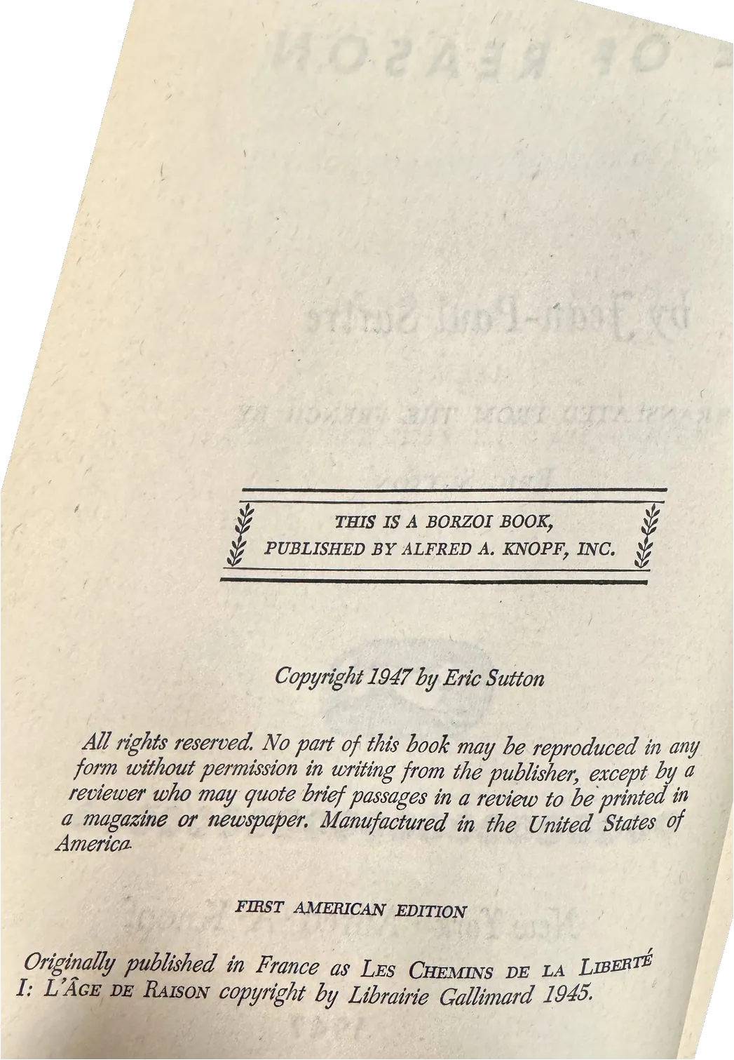 The Age of reason, photo 4 of this copy